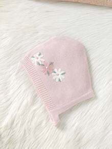 SHEIN Vintaside Kids 女宝宝乡村花卉刺绣甜美连体衣带围兜裤，2 件连体衣带精致帽子套装