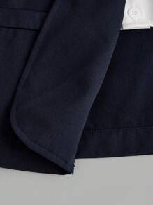 SHEIN Leap Crew 2pcs Tween Boy Casual Solid Color 2 In 1 Suit Jacket And Pants Set, Suitable For Autumn, Spring, And Winter, Suitable For Outdoor Play, School, Street Photography, Parties, And Leisure At Home - Navy Blue - View 7