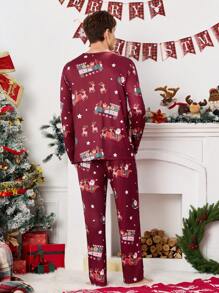 Men's Christmas Print Long Sleeve & Long Pants Pajama Set