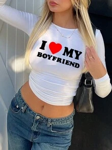 优雅百搭女士纯色圆领长袖褶皱修身 T 恤，适合夏季和秋冬季节 - 白色 - 查看 4