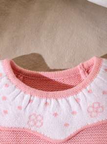Vintaside Kids Baby Girl Knit Dress With Vintage Style Baby Girl Dress, Design With Patchwork Embroidery Collar