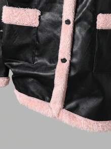 Jacket For Teen Girls, Casual Fluffy Lining Thicken Thermal Lined Bomber Jacket, Autumn/Winter