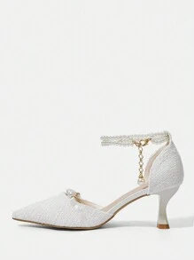 CUCCOO HITCHD Zapatos de tacón con punta y correa trasera con bordado vintage para mujer, ideal para primavera, vacaciones de primavera y Pascua