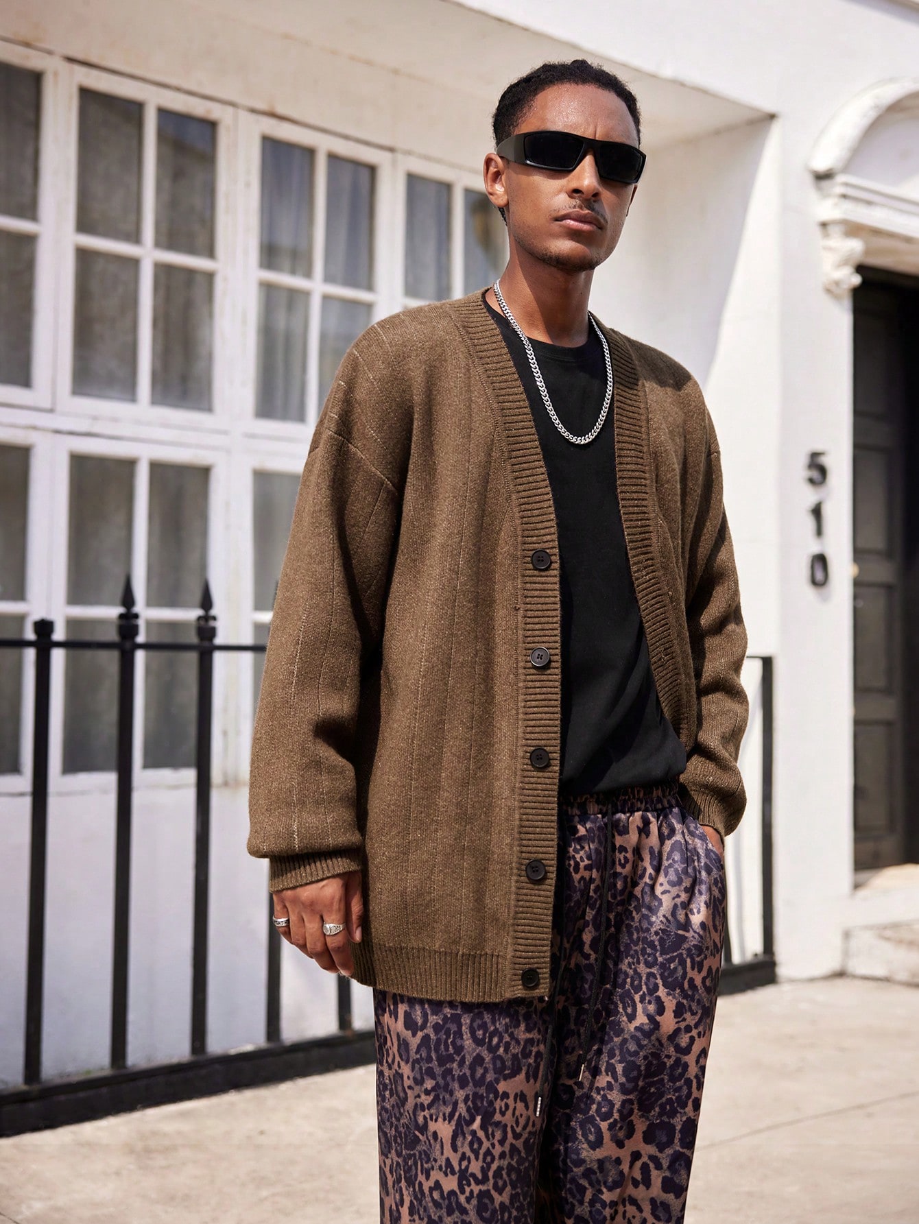 Men's Casual Loose Fitting Stripe Cardigan, Autumn