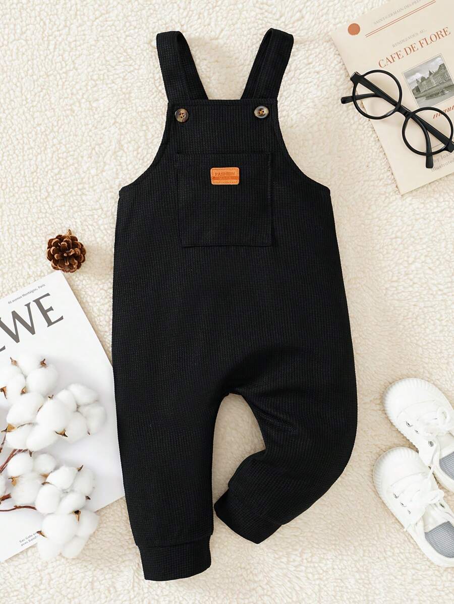 Bộ đồ liền thân vải tổ ong dễ thương cho bé trai mùa xuân và mùa thu - màu đen - Xem 1