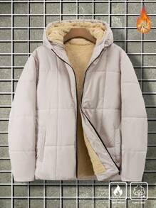 Manfinity Homme Plus Size Men's Hooded Thermal Lined Padded Coat