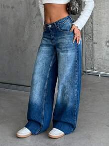 RueChic 女士宽腿低腰牛仔裤