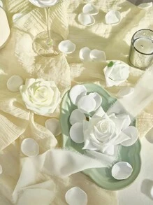 100 片人造酒红色玫瑰花瓣，用于浪漫装饰，非常适合婚礼、周年纪念日、情人节。优质丝绸般的材料，栩栩如生。营造梦幻迷人的氛围，非常适合 DIY 工艺品、桌面散布或摄影道具 - 白色 - 查看 3