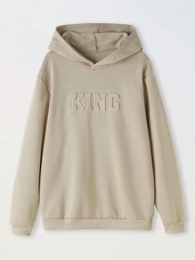 SHEIN 青少年男童压纹休闲套头卫衣 - 杏色 - 查看 7