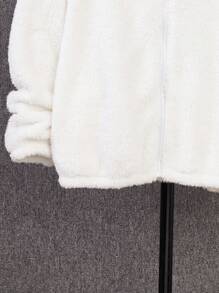 SHEIN Leap Crew Tween Boy Thicker Hooded Zip-Up Jacket, Comfortable Mid-Weight - White - View 5