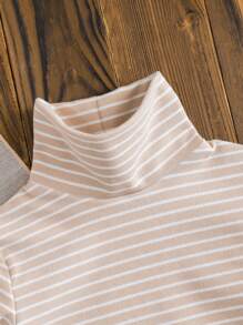 SHEIN 3pcs/Set Baby Girl Toddler All-Match Striped Turtleneck Fleece Long Sleeve T-Shirt Tops, Soft & Warm, For 0-3 Years Old, Autumn/Winter