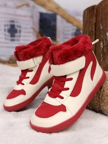 Toddler Boys' Winter Warm Casual High Top Thicken Lining Running Sports Shoes - Burgundy - View 4