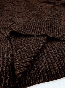 EMERY ROSE Suéter holgado de manga larga con cuello en V y hombros caídos, estilo suelto para mujer de talla grande, para otoño/invierno, jersey de punto - Marrón - Ver 5