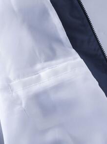 Manfinity Homme 1 Áo khoác thể thao nam trơn màu có khóa kéo phía trước, tay dài, túi, đi chơi, màu xanh navy, khối màu trang trọng, làm quà tặng cho bạn bè, chồng, bạn trai - Màu xanh hải quân - Xem 4