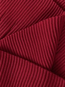 Celure Plus Size Women's Waist-Cinched Fitted Polo Collar Long Sleeve Knit Dress For New Year Clothes, For Winter - Red - View 6