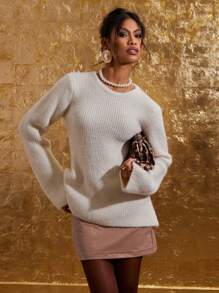 COSMINA Falda de línea A minimalista de color liso para mujer, uso casual de todos los días