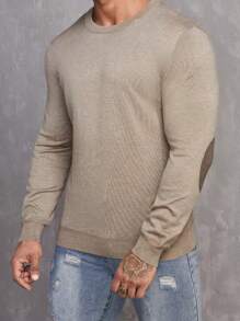 Manfinity Homme Áo len nam Khối Màu Giải trí - Màu Khaki - Xem 6