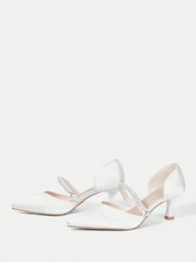 CUCCOO HITCHD 女士尖头复古刺绣时尚露跟高跟鞋 - 白色 - 查看 3