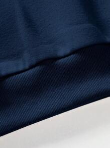 EURMUSE Men's Casual Printed Crew Neck Long Sleeve Sweatshirt - Navy Blue - View 4