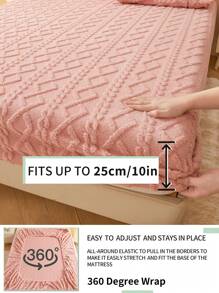 1pc Fitted Sheet, Bedding, Bed Cover, Fitted Sheet, Mattress Protector, Solid Color Fitted Sheet, Comfortable & Warm Mattress Pad, Minimalist Style Home Textile, Soft Anti-Pilling Bed Cover, Skin-Friendly Fitted Sheet, Excluding Pillow And Pillowcase, Home Decor - Pink - View 5