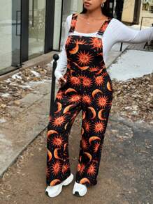 Flirla Bộ đồ liền thân in họa tiết túi dây đeo rộng rãi cỡ lớn, thiết kế đơn giản và giản dị, dành cho mùa đông - Nhiều màu - Xem 7