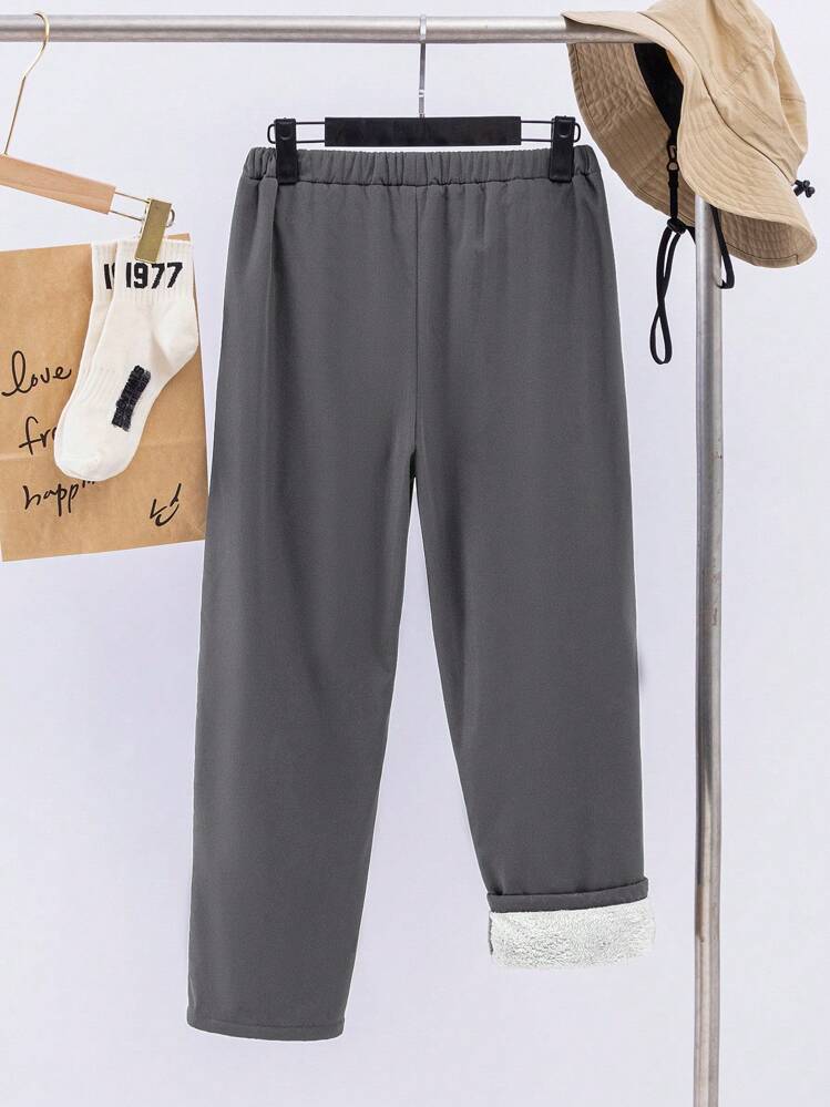 SHEIN Leap Crew Tween 男童混纺羊毛百搭西装裤，适合春秋季节 - 灰色 - 查看 2