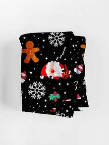 1 tấm ga trải giường in kỹ thuật số theo chủ đề ông già Noel thoáng khí và thoải mái, đế màu đen, thích hợp làm quà tặng ngày lễ, trang trí nhà cửa, phòng ngủ, mọi mùa - màu đen - Xem 5