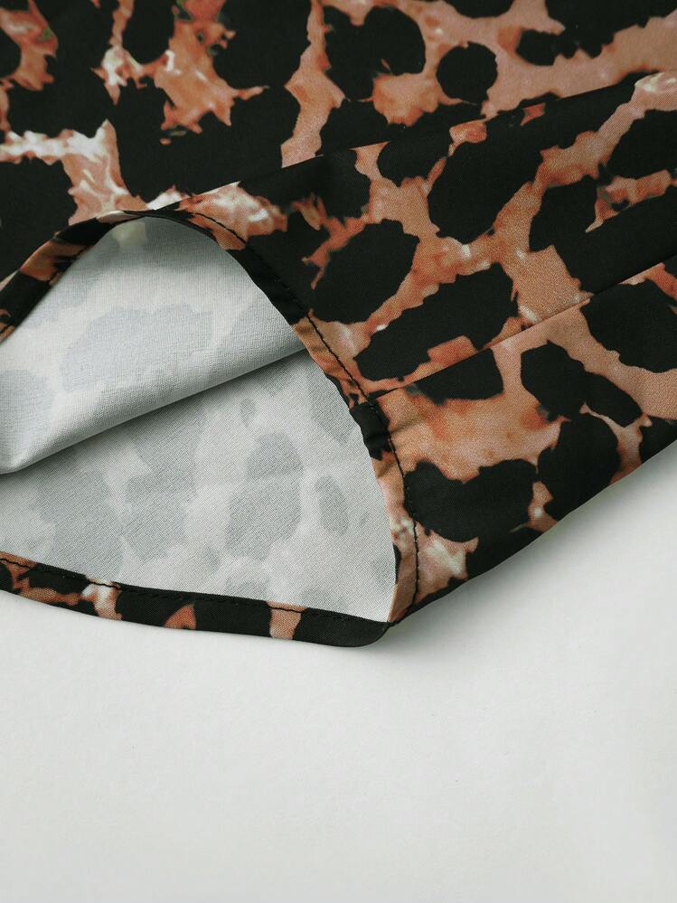 SHEIN LUNE Vestido informal con botones y estampado de leopardo para tallas grandes - Multicolor - Añade 5