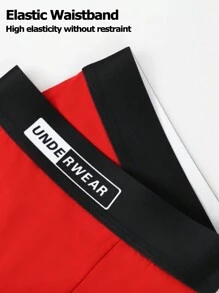 5pcs/Pack Men Contrast Color Letter Print Elastic Waist Boxer Briefs