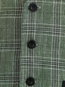 2pcs/Set Tween Boys Green Plaid Waistcoat Gentleman Outfit, For Christmas - Green - View 4