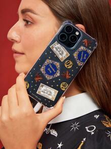 HARRY POTTER X SHEIN Chocolate Frog Pattern Fashion Phone Case, Gift, Compatible With IPhone,Back To School - Clear - View 8