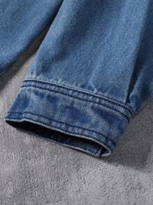 Manfinity EMRG Men's Light Blue Washed Casual Loose Denim Jacket - Light Wash - View 5