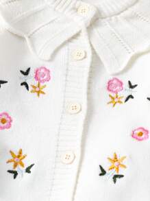 Dziewczęcy sweter z długim rękawem i haftem kwiatowym oraz spódnica z dzianiny, ładny, modny strój na jesień/zimę