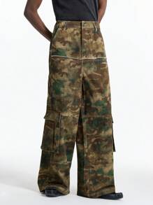 NEON BLANC 男士街头印花个性化宽松口袋编织工装牛仔裤