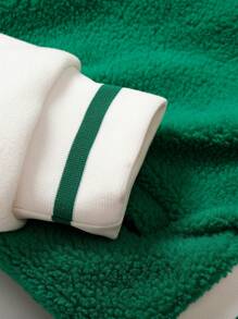 ROMWE MEN Prep 男士纯色拼接长袖正面纽扣运动细节休闲飞行员夹克 - 薄荷綠 - 查看 6