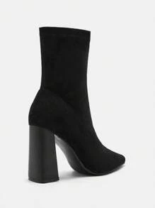 CUCCOO BIZCHIC Women's High Heel Chunky Heel Pointed Toe Elastic Suede Ankle Boots For Christmas And New Year Holiday Valentines Valentine Day Spring Shoes