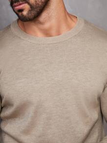 Manfinity Homme Áo len nam Khối Màu Giải trí - Màu Khaki - Xem 3