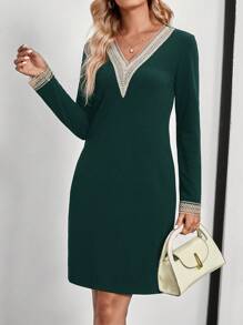 EMERY ROSE Váy ngắn cho nữ, Váy cho Lễ Tạ ơn, Trang phục cho nữ mùa đông, Trang phục Halloween cho nữ, Váy dạ hội màu đen, Váy mùa đông, Quần áo mùa thu cho nữ, Trang phục mùa thu cho nữ, Váy dự tiệc cho nữ, Váy mùa thu, Váy dài tay màu đen, Váy Halloween - Màu xanh lá cây đậm - Xem 5