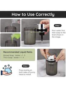 1 件装洁面乳起泡器和洗手液按压瓶 - 发泡沐浴露和洗发水的神器！这款特殊的轻奢分装瓶可产生丰富的泡沫。非常适合洁面乳、洗手液等。这款时尚实用的必备品可提升您的日常清洁程序 - 銀色 - 查看 9