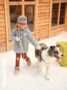 SHEIN 女童两件套星月刺绣纹理打底裤，时尚简约休闲套装，适合秋冬季穿着 - 彩色 - 查看 23