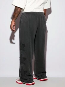 Manfinity VCAY 大码男士灰色针织运动裤外出时尚宽松运动裤，适合丈夫、男朋友的礼物 - 彩色 - 查看 4