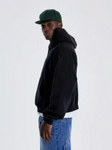 Musero Men Hooded Drawstring Sweatshirt - Black - View 2