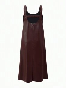 SHEIN Set de 2 piezas Top de manga larga y vestido sin mangas de maternidad - Marrón - Ver 7