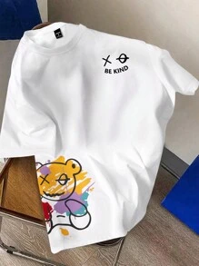 Claim Dot Men's Simple Print/Pattern/Letter Short Sleeve T-Shirt - White - View 1