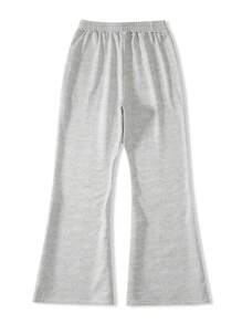 Manfinity EMRG 男士休闲运动字母和星星图案印花抽绳腰部宽松喇叭裤，外出长款街头运动裤，适合丈夫、男友礼物，适合狂欢 - 灰色 - 查看 3