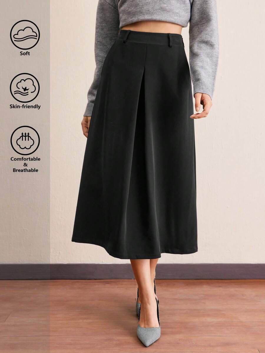 BizChic 经典商务休闲复古中长裙/半身裙，百搭且适合春夏季办公室着装 - 黑色 - 查看 1