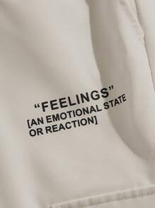 GENTILAND 字母印花抽绳口袋休闲梭织裤 - 卡其色 - 查看 5