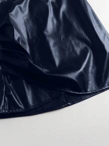 女士秋冬休闲纯色裹身褶饰紧身迷你裙 - 藏蓝色 - 查看 6