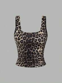 Flirla 3 stuks dames casual camouflage, luipaardprint en zwarte tanktop sets, zomer grafische T-shirts dames tops