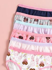 6pcs/Pack Young Girl Cotton Cute English Hearts, Bowknots & Magic Wand Printed Underwear - Multicolor - View 4